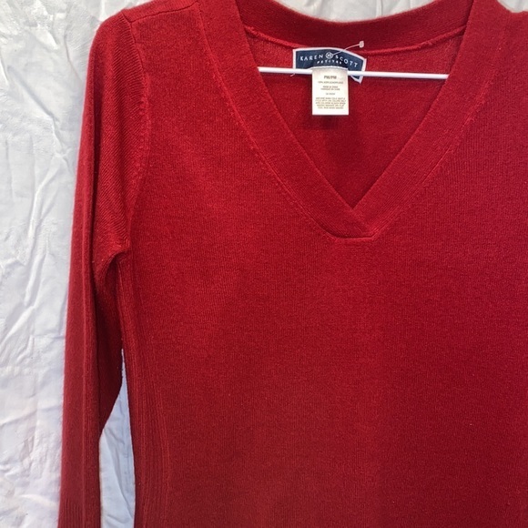 Ladies Karen Scott red long sleeve sweater vneck - Picture 3 of 6